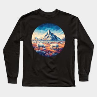 Boreal Tundra and Low Poly Mountain Long Sleeve T-Shirt